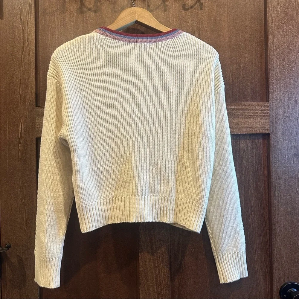 Classic V-Neck Cardigan with Colorful Trim - Picture 5 of 8